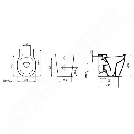 Ideal Standard Connect Freedom - Toilettes sur pied Plus 6, avec Ideal Plus, blanc E6072MA