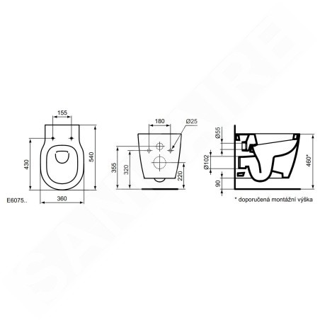 Ideal Standard Connect Freedom - Toilettes suspendues Plus 6,  avec Ideal Plus, blanc E6075MA