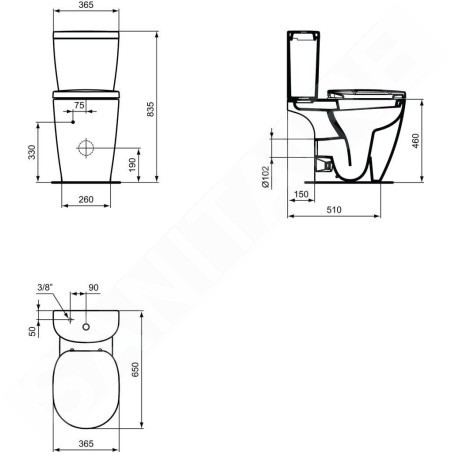 Ideal Standard Connect Freedom - Toilettes combinées Plus 6, blanc E607001