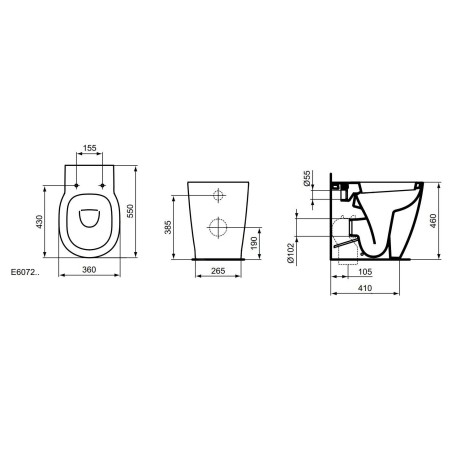 Ideal Standard Connect Freedom - Toilettes sur pied Plus 6, blanc E607201