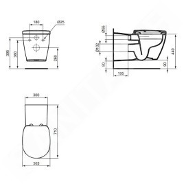 Ideal Standard Connect Freedom - Toilettes suspendues adaptées aux personnes à mobilité réduite, Rimless, avec Ideal Plus,