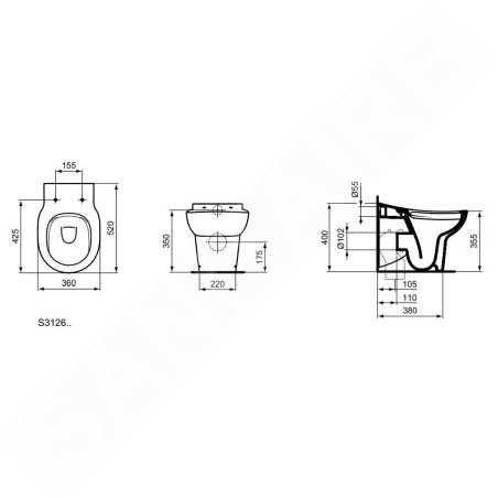 Ideal Standard Contour 21 - Toilettes pour enfants sur pied, Rimless, blanc S312601