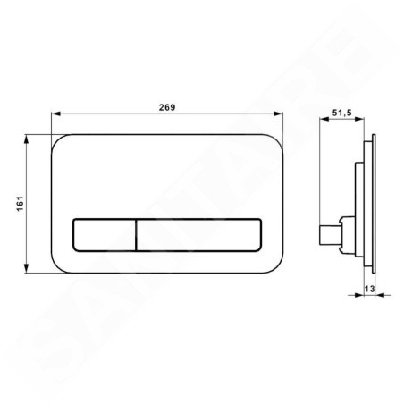 Villeroy & Boch ViConnect - Plaque de déclenchement M200, verre Glossy Grey 922400RA