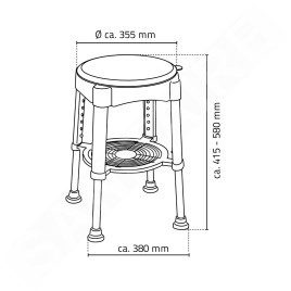 Sapho Accessoire Ridder - Chaise pivotante à hauteur réglable, blanc/bleu A0050401