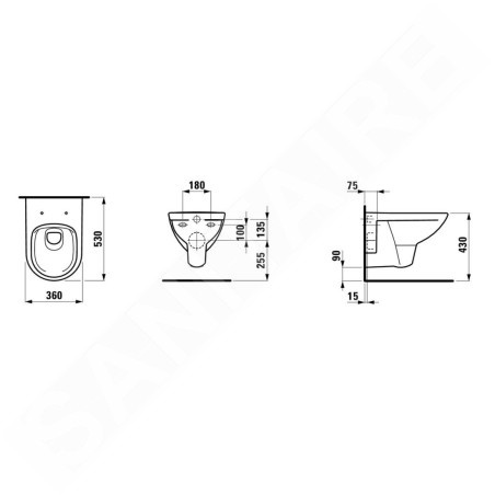 Laufen Pro - WC suspendu, 530x360 mm, Rimless, blanc H8209600000001