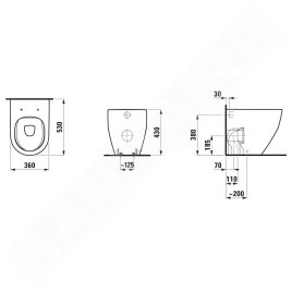 Laufen Pro - WC à poser 530x360 mm, sortie arrière/inférieur, Rimless, blanc H8229560000001