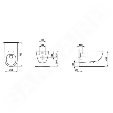 Laufen Pro Liberty - WC suspendus adaptés aux personnes à mobilité réduite, 700x360 mm, Rimless, blanc H8219600000001