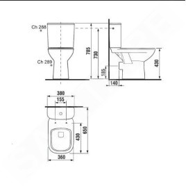 Jika Deep - Réservoir WC combiné, alimentation en eau par le bas 1/2", Dual Flush, blanc H8286130002811