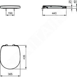 Ideal Standard Connect Freedom - Siège de toilettes avec pentures renforcées, blanc E824401
