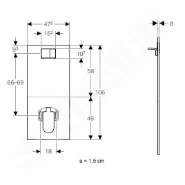 Geberit AquaClean - Plaque de recouvrement avec commande intégrée pour sièges de bidet, blanc alpin 115.329.11.1