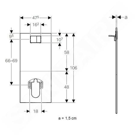 Geberit AquaClean - Plaque de recouvrement avec commande intégrée pour sièges de bidet, blanc alpin 115.329.11.1