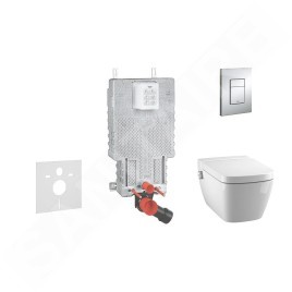 Grohe Uniset - Set de bâti-support, toilette japonaise et abattant Tece, plaque de déclenchement Skate Cosmo, Rimless,