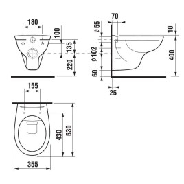 Jika Dino - WC suspendu avec siège SoftClose, Rimless, Dual Flush, blanc H8603770000001