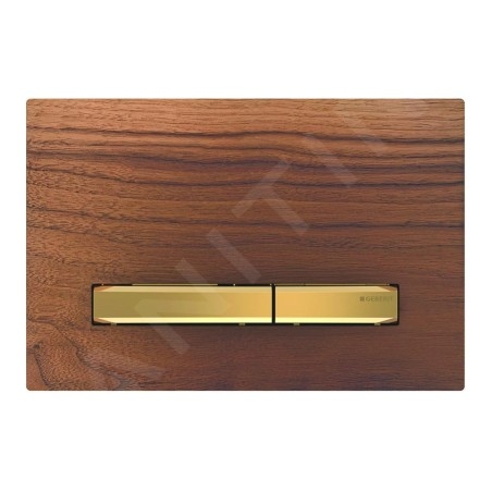 Geberit Sigma50 - Plaque de déclenchement 2 touches, noyer américain / laiton 115.672.JX.2