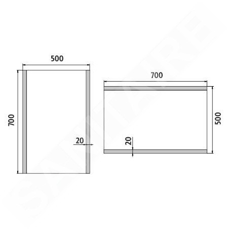 Nimco Miroirs - Miroir de salle de bains LED 500 x 700 mm, carré, aluminium ZP 11001