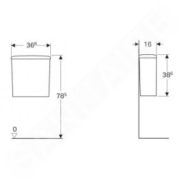 Geberit Selnova Square - Réservoir de chasse d’eau à installer sur cuvette de WC, arrivée de l’eau latérale, blanc 500.267.01.1