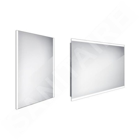 Nimco Miroirs - Miroir avec éclairage LED, 600x800 mm, carré, aluminium ZP 11002