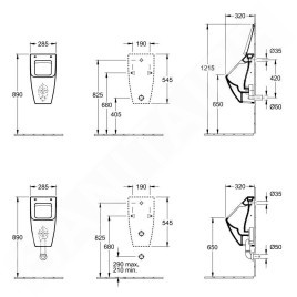 Villeroy & Boch Venticello - Urinoir à action siphonique, alimentation dissimulée, DirectFlush, CeramicPlus, Stone White