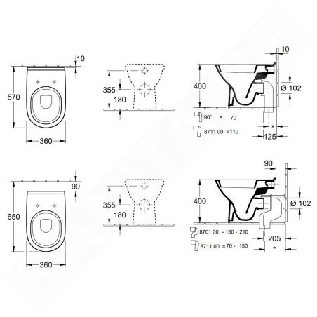Villeroy & Boch O.novo - WC à poser, coude Vario, CeramicPlus, blanc alpin 565710R1