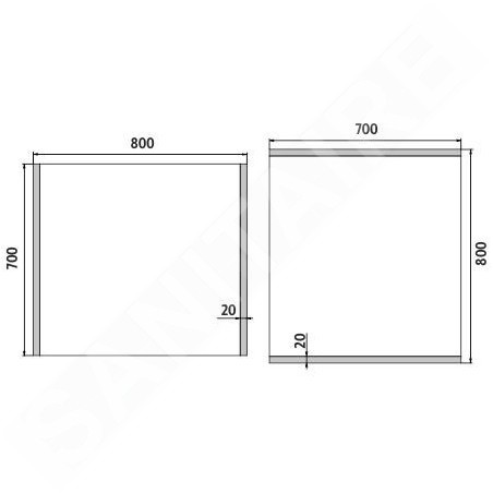 Nimco Miroirs - Miroir avec éclairage LED, 800x700 mm, aluminium ZP 11003