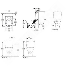 Villeroy & Boch O.novo - cuvette de WC Compact, sortie arrière, DirectFlush, blanc alpin 5689R001
