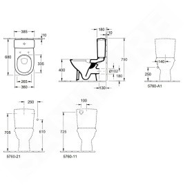 Villeroy & Boch O.novo - cuvette de WC, sortie arrière, DirectFlush, CeramicPlus, blanc alpin 5661R0R1