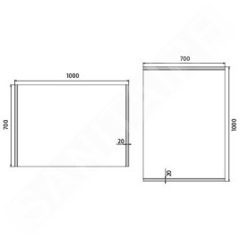 Nimco Miroirs - Miroir avec éclairage LED, 1000x700 mm, aluminium ZP 11004