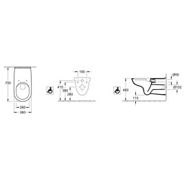 Villeroy & Boch ViCare - WC suspendu pour personne à mobilité réduite, sortie arrière, DirectFlush, blanc alpin 4601R001