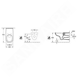 Villeroy & Boch ViCare - WC suspendu pour personnes à mobilité réduite, sortie arrière, DirectFlush, AntiBac, CeramicPlus,