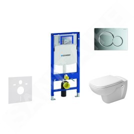 Geberit Duofix - Ensemble bâti-support, cuvette de toilette et siège D-Code, Rimless, SoftClose, plaque Sigma01, chrome