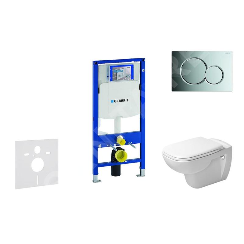 Geberit Duofix - Ensemble bâti-support, cuvette de toilette et siège D-Code, Rimless, SoftClose, plaque Sigma01, chrome