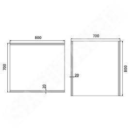 Nimco Miroirs - Miroir avec éclairage LED, 800x700 mm, aluminium ZP 12003