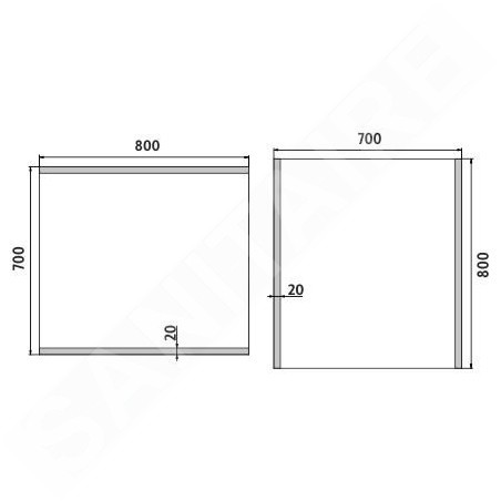 Nimco Miroirs - Miroir avec éclairage LED, 800x700 mm, aluminium ZP 12003