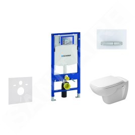 Geberit Duofix - Ensemble bâti-support, cuvette de toilette et siège D-Code, Rimless, SoftClose, plaque Sigma50, blanc alpin