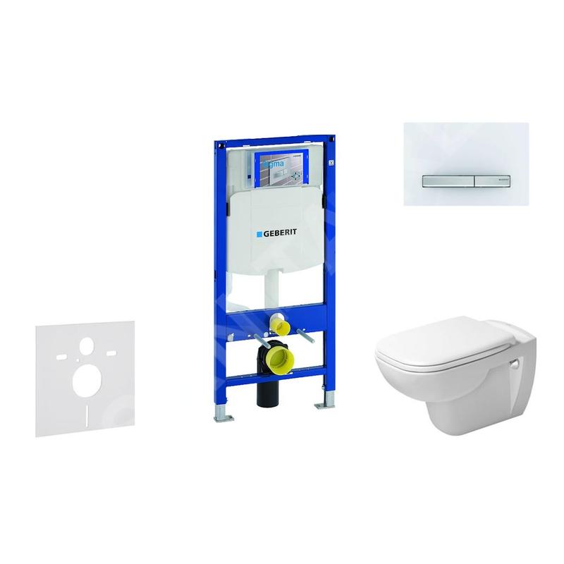 Geberit Duofix - Ensemble bâti-support, cuvette de toilette et siège D-Code, Rimless, SoftClose, plaque Sigma50, blanc alpin