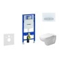 Geberit Duofix - Ensemble bâti-support, cuvette de toilette et siège D-Code, Rimless, SoftClose, plaque Sigma50, blanc alpin
