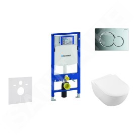 Geberit Duofix - Ensemble bâti-support, cuvette de toilette et siège Subway 2.0, DirectFlush, SoftClose, CeramicPlus et plaque