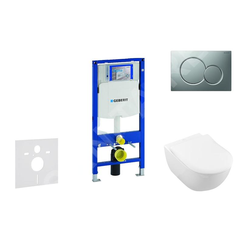 Geberit Duofix - Ensemble bâti-support, cuvette de toilette et siège Subway 2.0, DirectFlush, SoftClose, CeramicPlus et plaque
