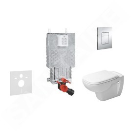 Grohe Uniset - Ensemble bâti-support, cuvette de toilette et siège D-Code, Rimless, SoftClose, plaque Skate Cosmo, chrome