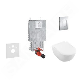 Grohe Uniset - Ensemble bâti-support, cuvette de toilette et siège Subway 2.0, DirectFlush, SoftClose, CeramicPlus et plaque