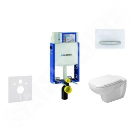 Geberit Kombifix - Ensemble bâti-support, cuvette de toilette et siège D-Code, Rimless, SoftClose, plaque Sigma50, blanc alpin