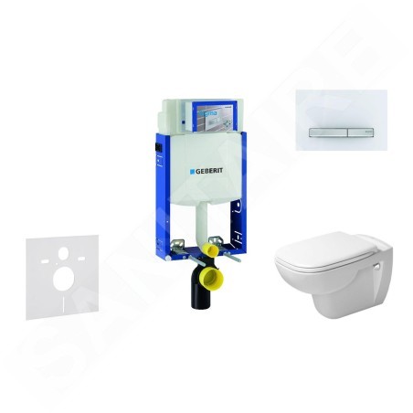Geberit Kombifix - Ensemble bâti-support, cuvette de toilette et siège D-Code, Rimless, SoftClose, plaque Sigma50, blanc alpin