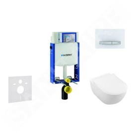 Geberit Kombifix - Ensemble bâti-support, cuvette de toilette et siège Subway 2.0, DirectFlush, SoftClose, CeramicPlus et