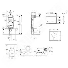 Geberit Kombifix - Ensemble bâti-support, cuvette de toilette et siège Subway 2.0, DirectFlush, SoftClose, CeramicPlus et