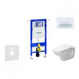 Geberit Duofix - Ensemble bâti-support, cuvette de toilette et siège D-Code, Rimless, SoftClose, plaque Sigma50, blanc alpin