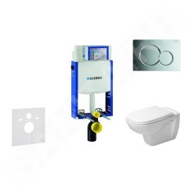 Geberit Kombifix - Ensemble bâti-support, cuvette de toilette et siège D-Code, Rimless, SoftClose, plaque Sigma01, chrome