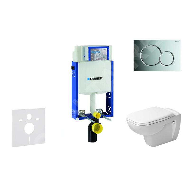 Geberit Kombifix - Ensemble bâti-support, cuvette de toilette et siège D-Code, Rimless, SoftClose, plaque Sigma01, chrome