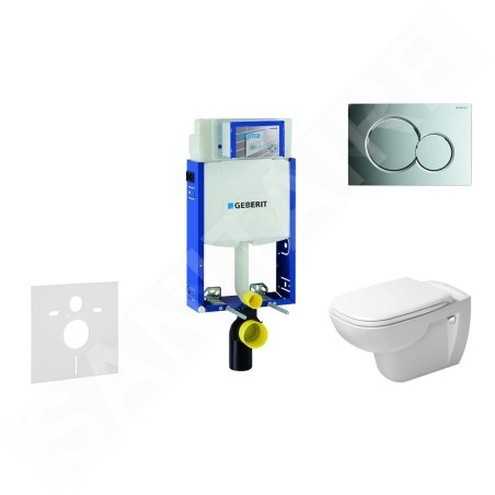 Geberit Kombifix - Ensemble bâti-support, cuvette de toilette et siège D-Code, Rimless, SoftClose, plaque Sigma01, chrome
