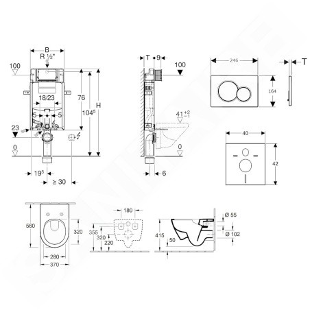 Geberit Kombifix - Ensemble bâti-support, cuvette de toilette et siège Subway 2.0, DirectFlush, SoftClose, CeramicPlus et