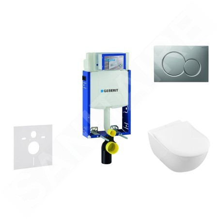 Geberit Kombifix - Ensemble bâti-support, cuvette de toilette et siège Subway 2.0, DirectFlush, SoftClose, CeramicPlus et